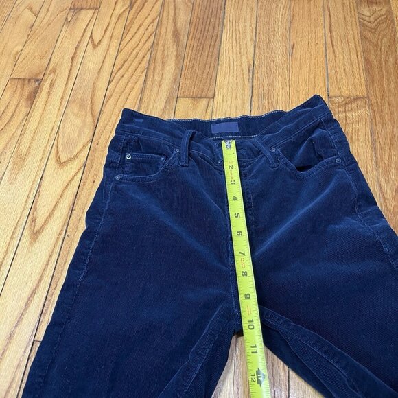Mother Insider Crop Step Fray Pants in Navy Blue Corduroy Hopscotch Size 24 - Picture 9 of 10